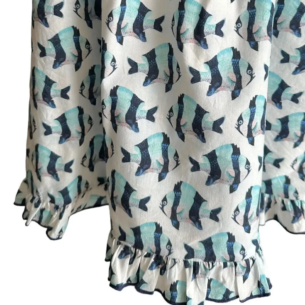 LOLITTOS | Blue | COTTON FISH PRINTED DRESS